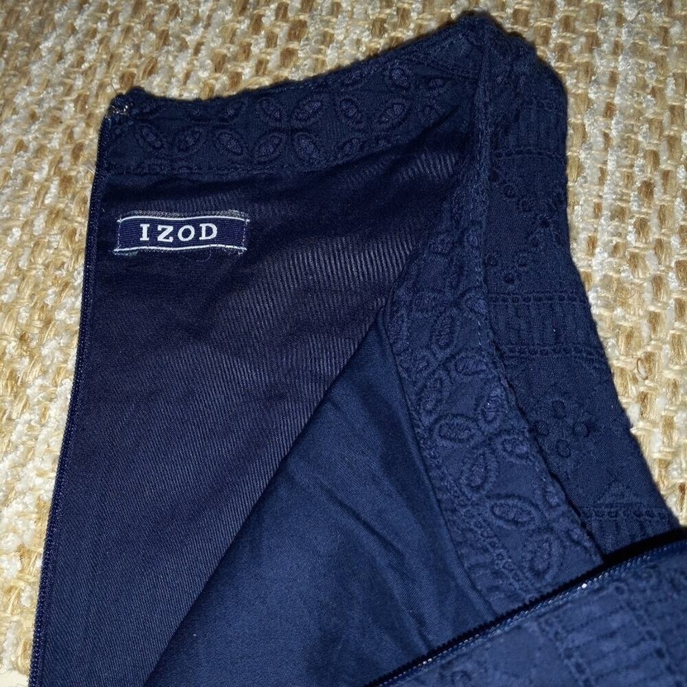 Izod Navy Blue Cotton Eyelet Shift Dress NWOT S - Picture 7 of 11